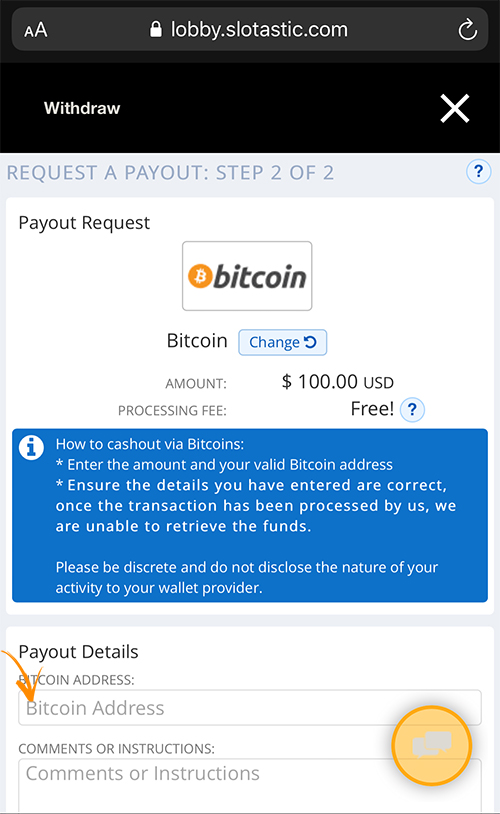 Slotastic Bitcoin Payout